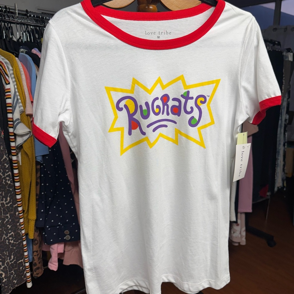 Love Tribe White and Red Short Sleeve Tee with Rugrats Graphic